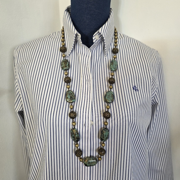 VCLM Nordstrom Gold with Faux Stone Long Necklace Earrings Set - Picture 3 of 10